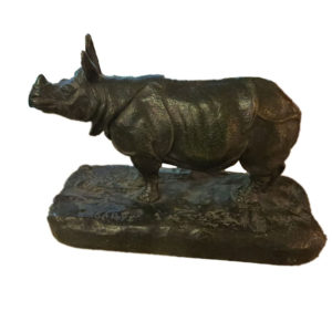 metal rhinoceros sculpture