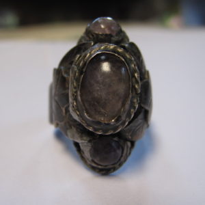 Vintage Sterling Silver 925 Cabochon Amethyst Snuff Pill Box Locket Ring