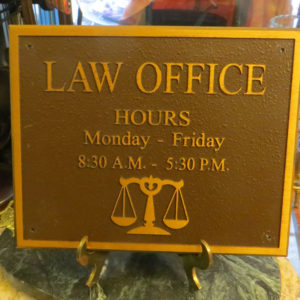 Vintage Bronze or Brass Attorney Business Sign