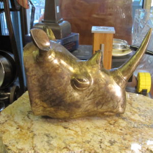 metal rhino head
