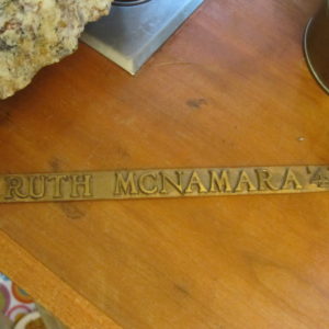 Ruth McNamara metal nameplate