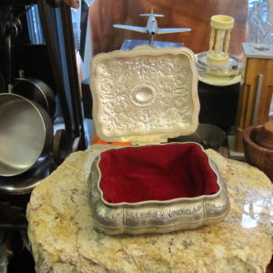 Vintage Jewelry Box with Red Felt Interior