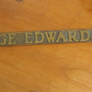 madge edwards metal nameplate