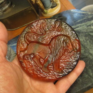 Amber leo the lion glass paperweight