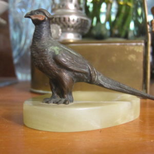Austrian Bronze Pheasant Onyx Ashtray