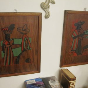 Vintage Pair of Mexican Folk Art Wood Plaques