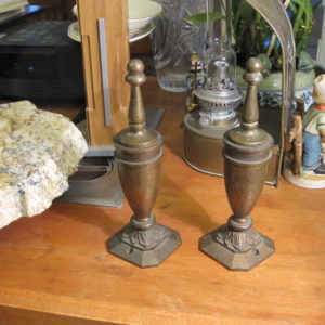 Antique Pair Lidded Metal Urns