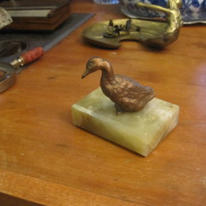 Bronzed and Stone Duck Sculpture
