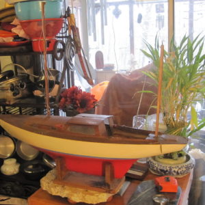 Vintage Motorized Pond Yacht Sail Boat