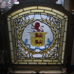 Antique Victorian Stained Glass Fireplace Screen