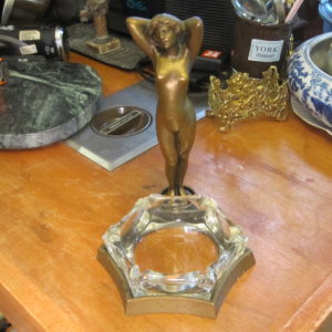 Antique Art Deco Solid Bronze Nude Ashtray