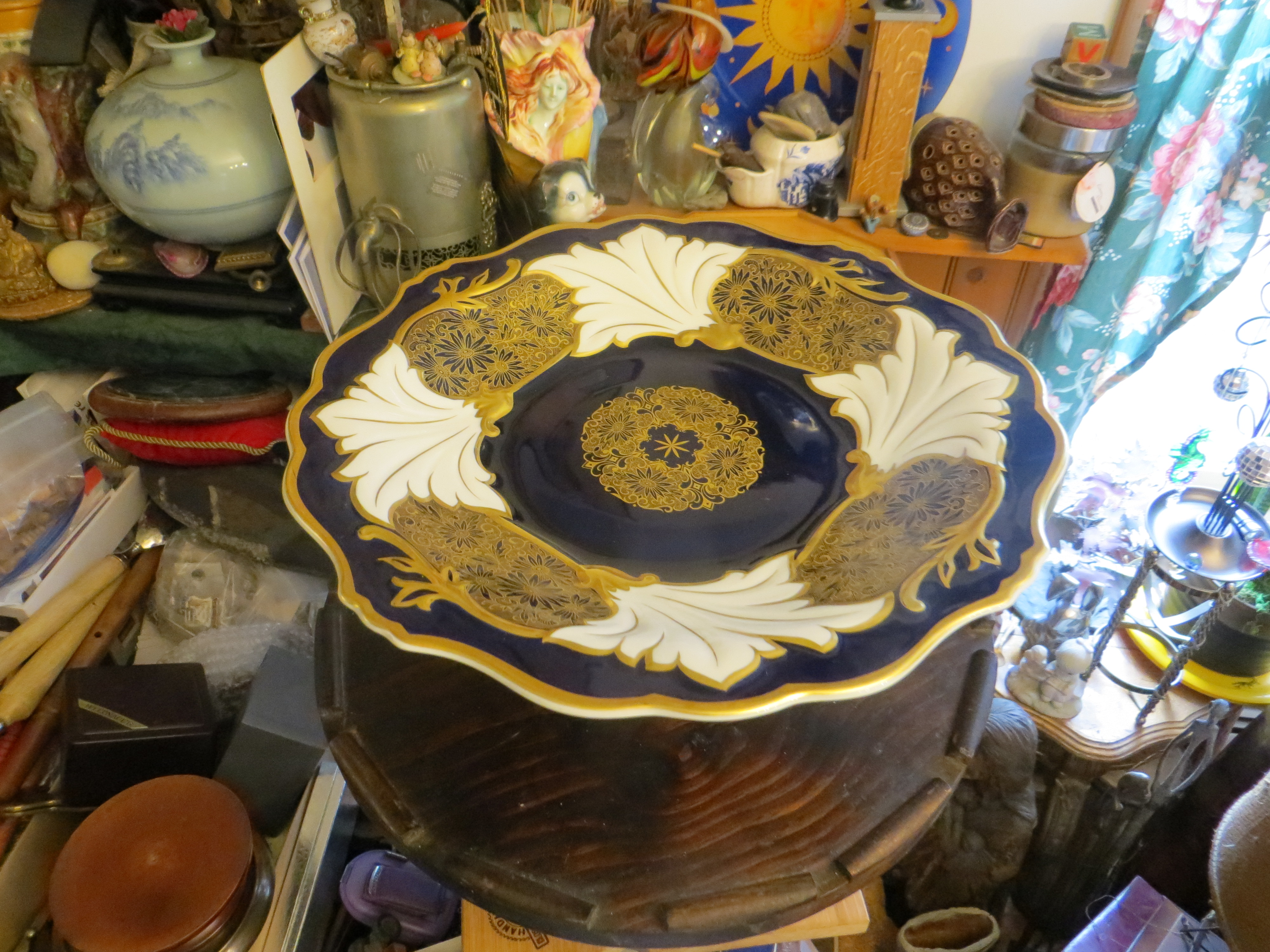 Echt Weimar Kobalt Blue/Gold/White Pedestal Serving Plate