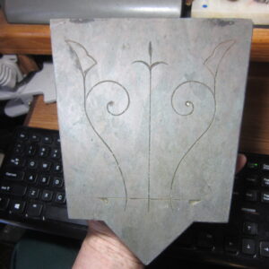 Antique Mantel Keystone Pieces, Pair Fireplace Keystones, Vintage Slate Keystones, Architectural Salvage.