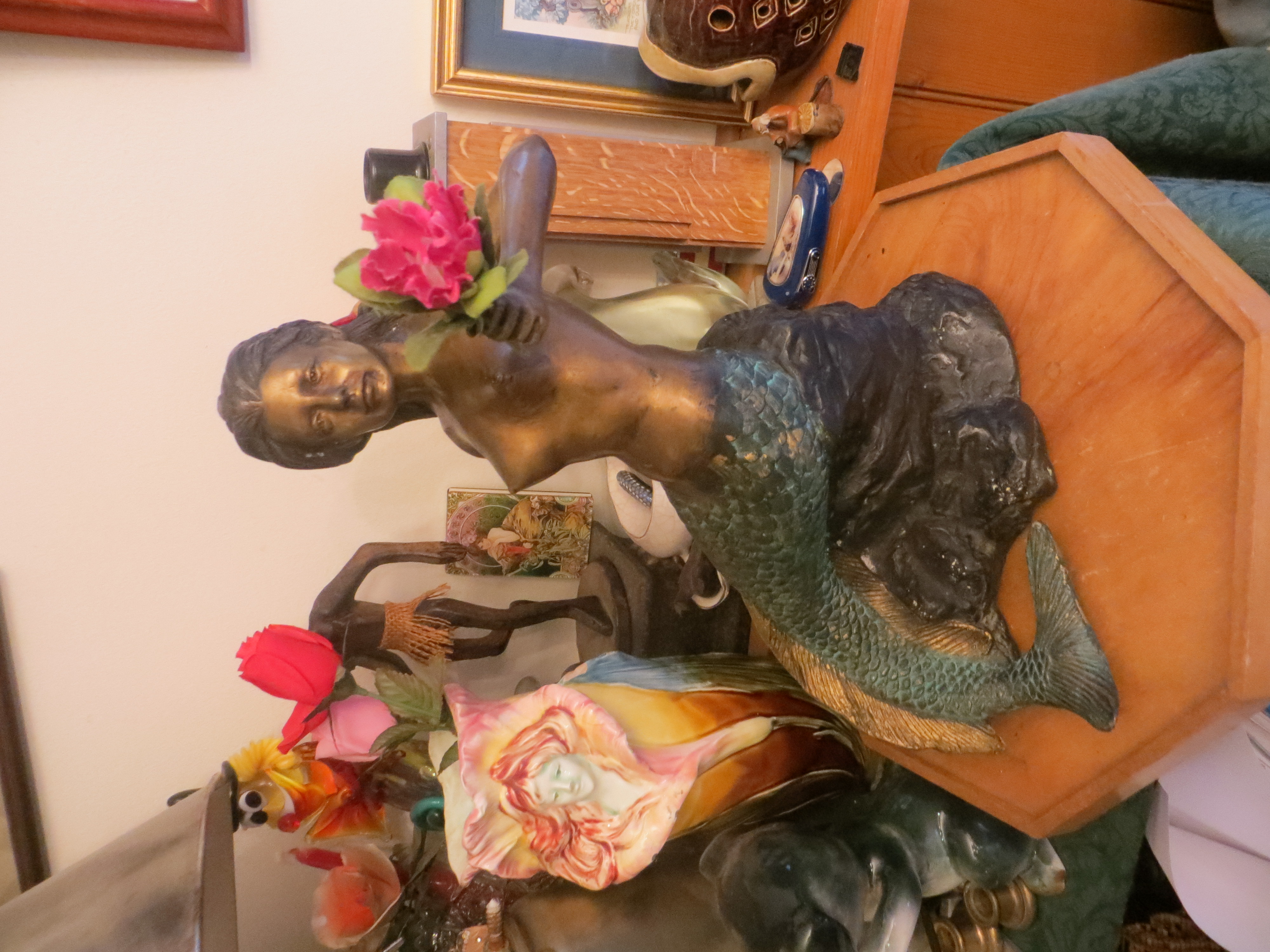 Bronze Nude Maiden Mermaid Sea Siren Sculpture