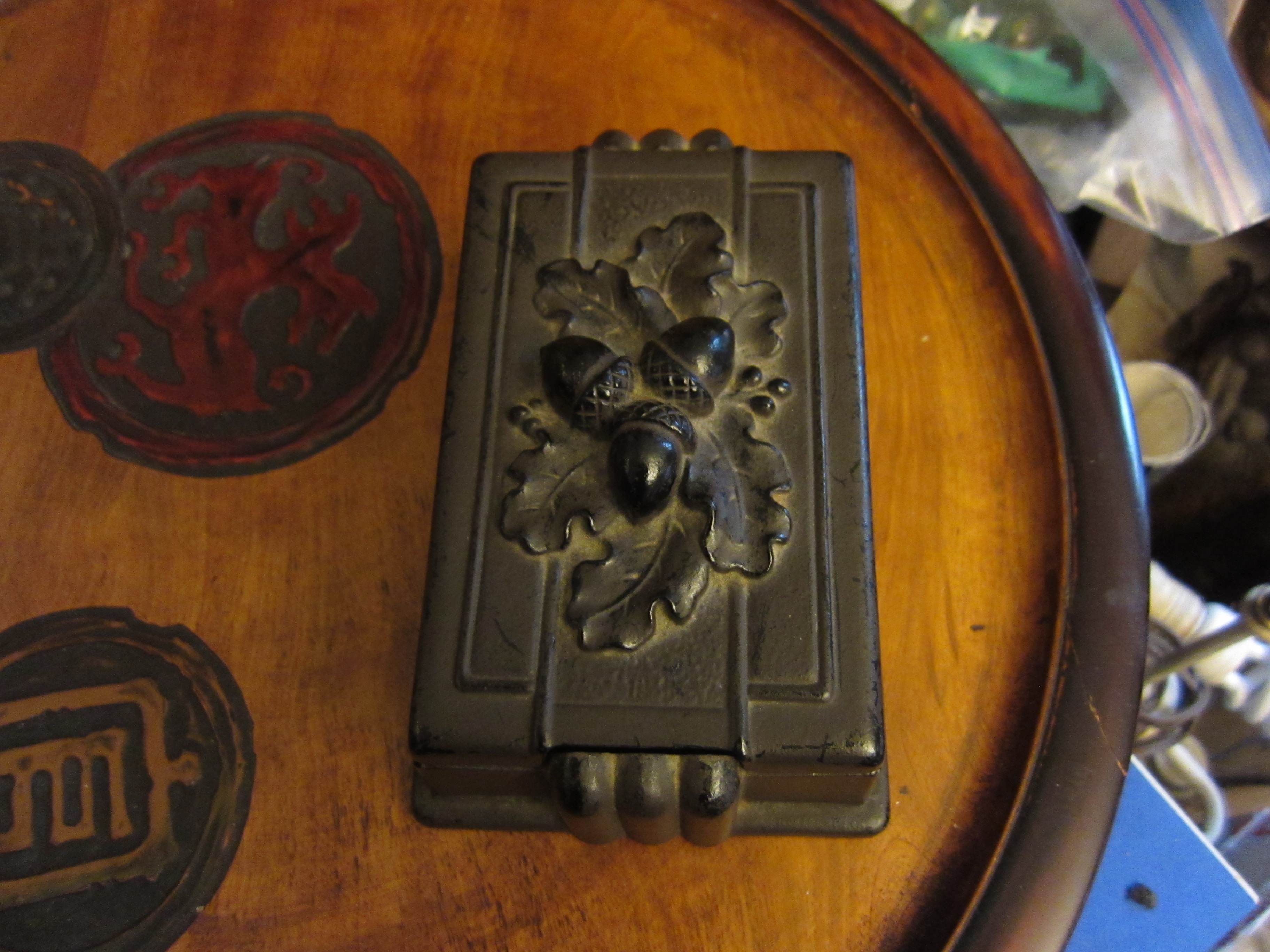 Acorn Box, Cast Iron Trinket Box With Lid, Vintage