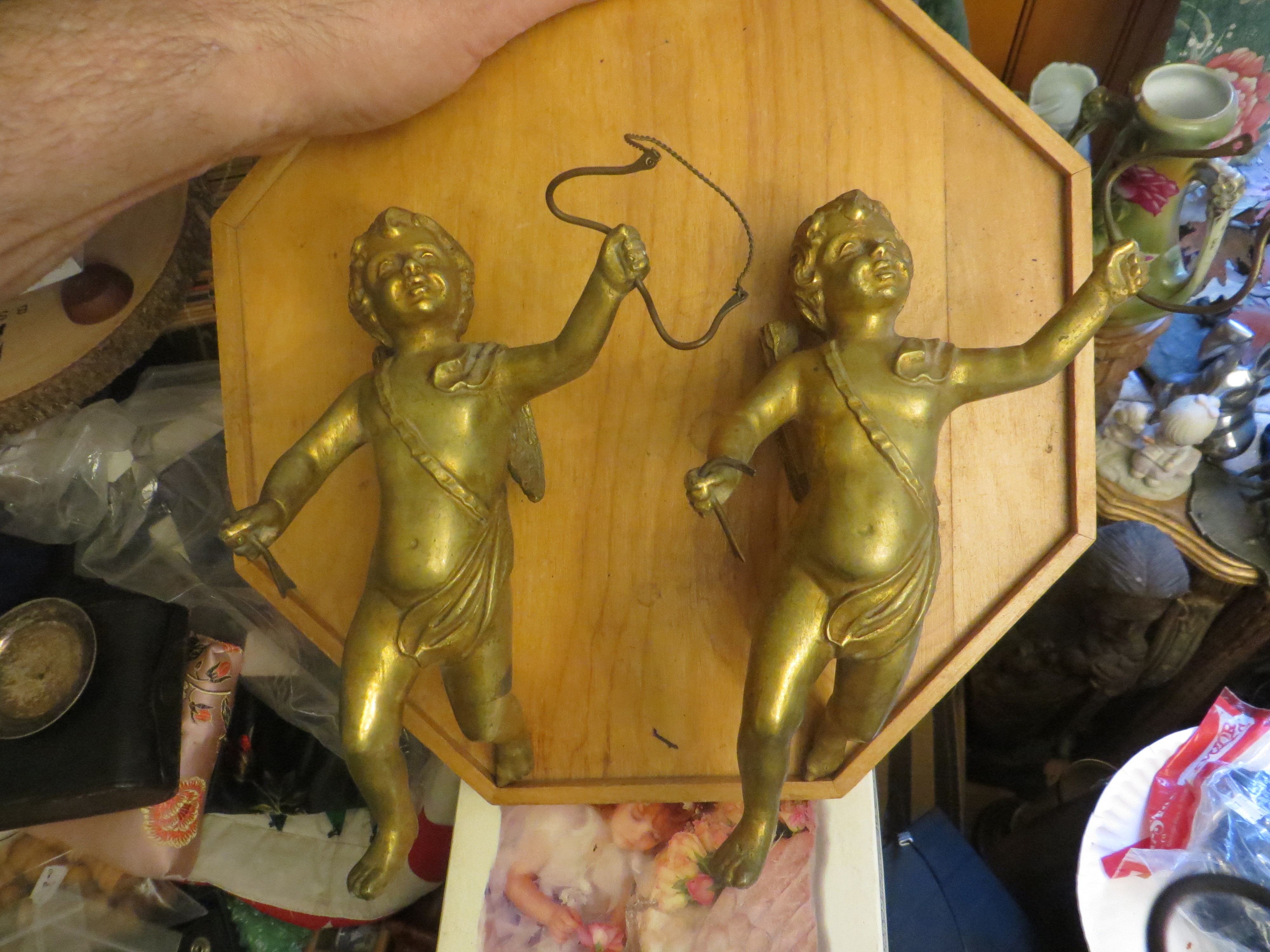 Bronze Winged Cherubs with Bow & Arrow