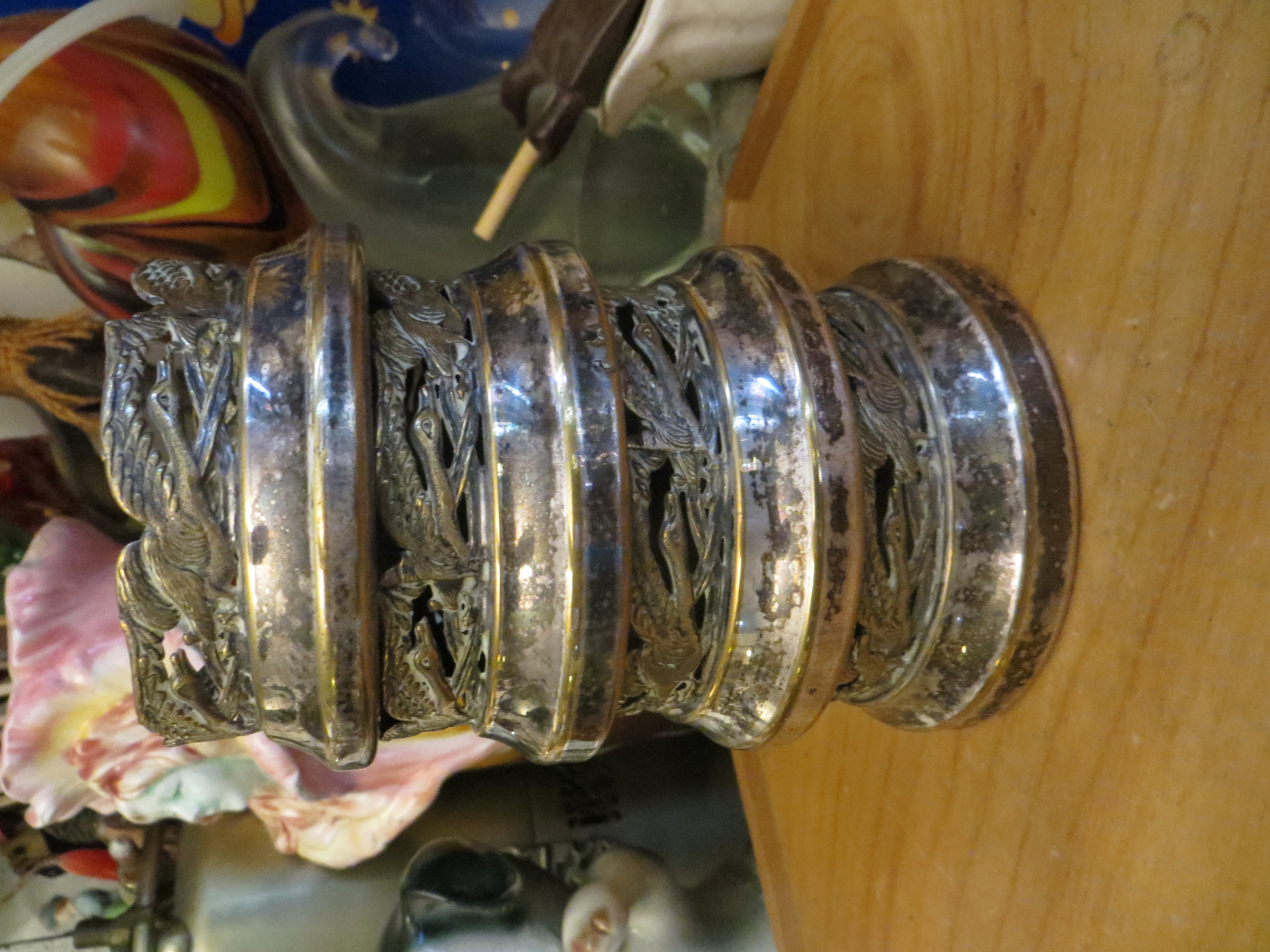 Antique Victorian Set of 4 Silver Plated Coasters