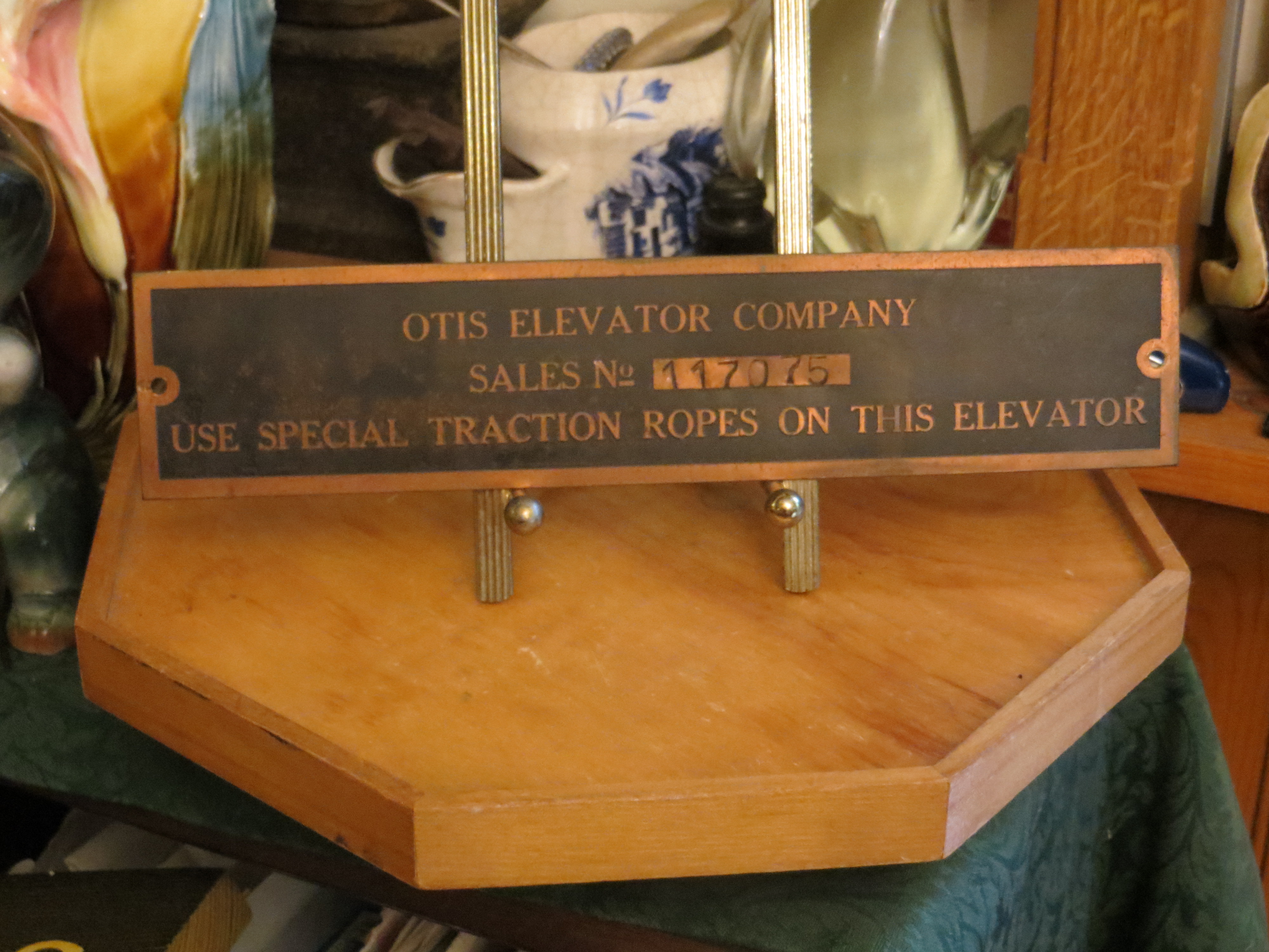 Early 20th Century Salvaged Otis Elevator Plaque