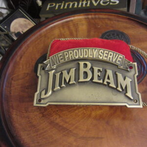 Jim Beam Bourbon Whiskey Heavy Brass Advertising Bar Wall Plaque