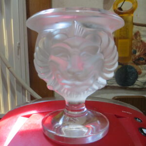 Lalique Lion Cigarette Holder Match Holder Toothpick Holder