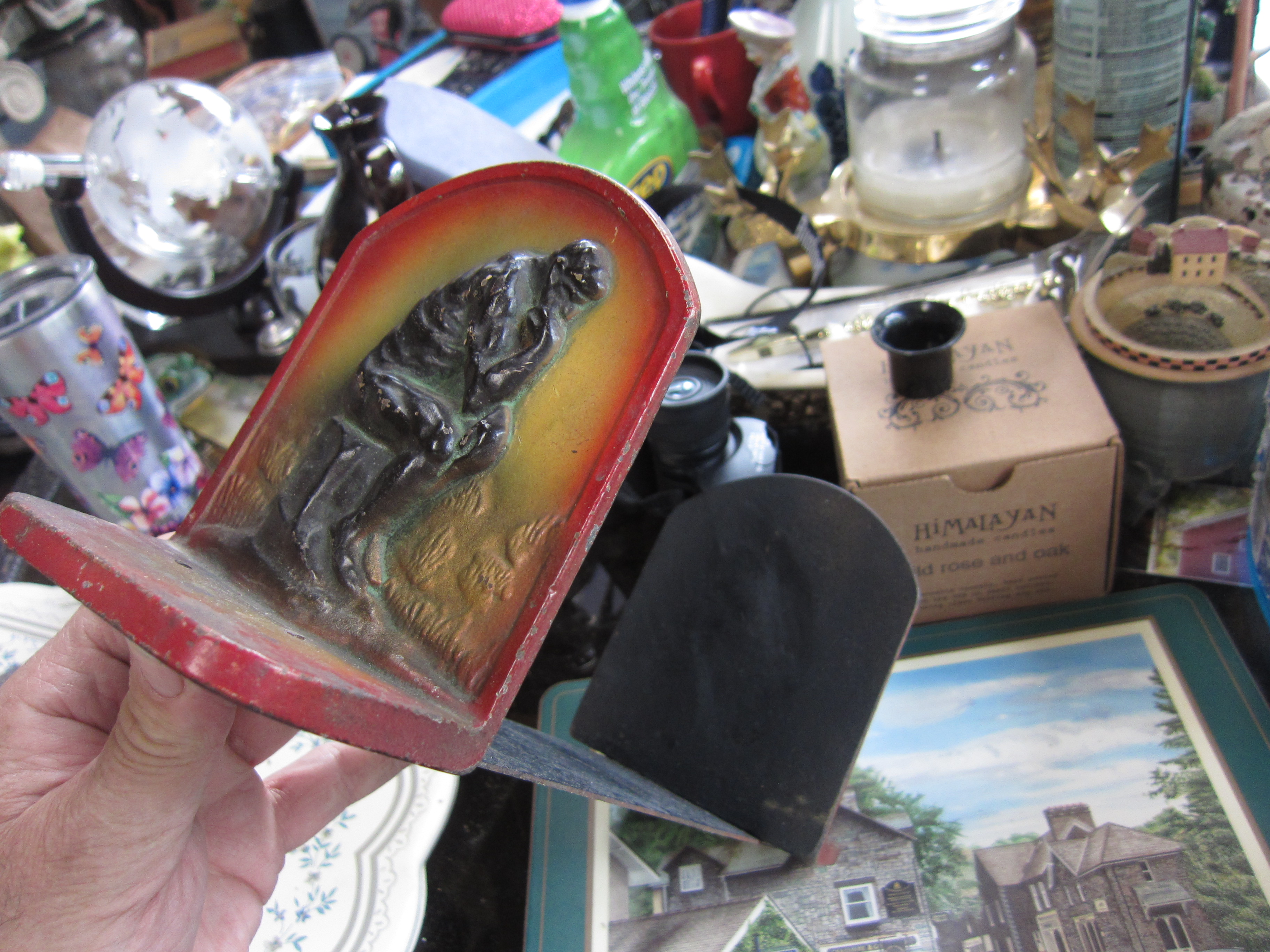 Thinking Man Cast Iron Book Rack, Antique