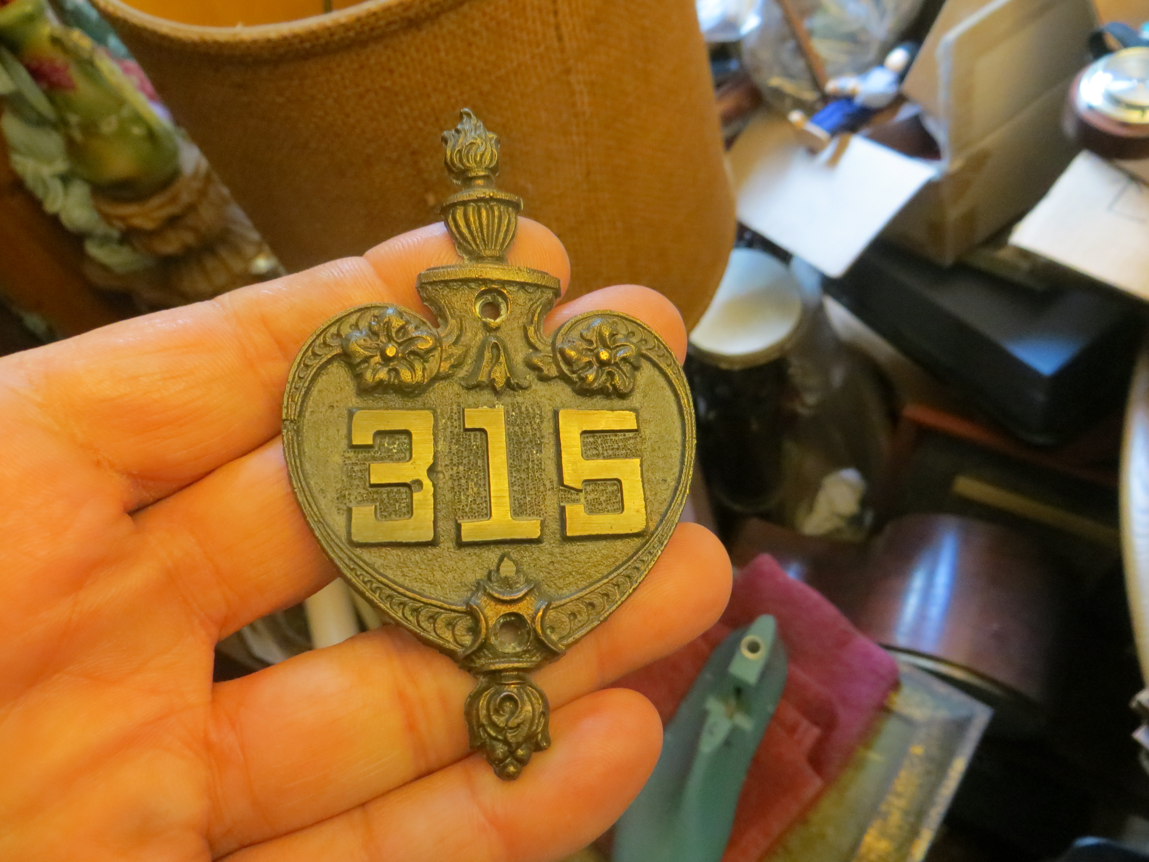 Cast Bronze or Brass Hotel Guest Room Number Plaque