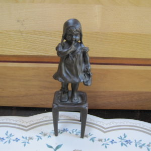 Vintage Juan Clara Bronze Sculpture - "Girl On Stool"