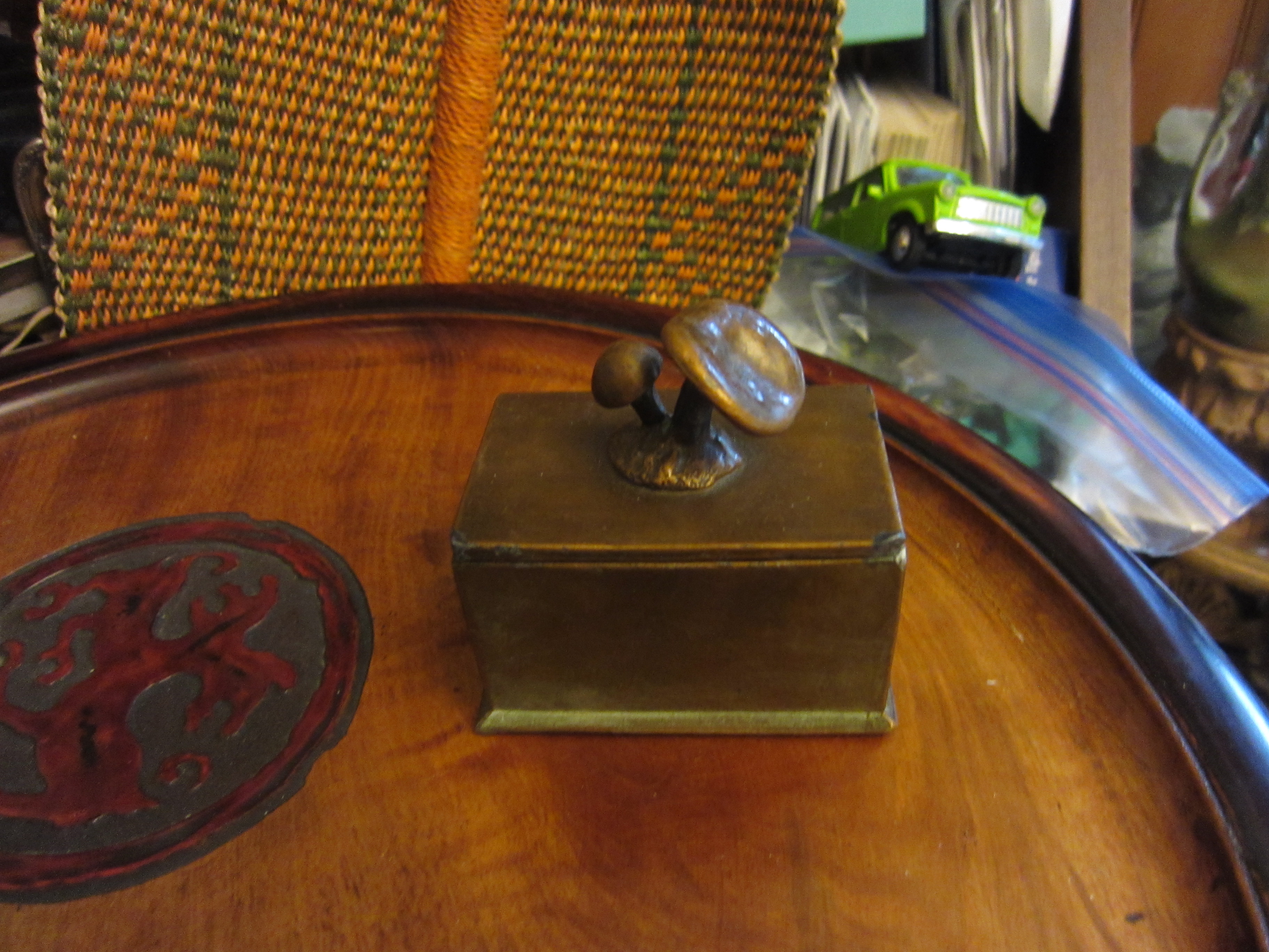 Bronzed Mushroom Pin Box Signed McClelland Barclay