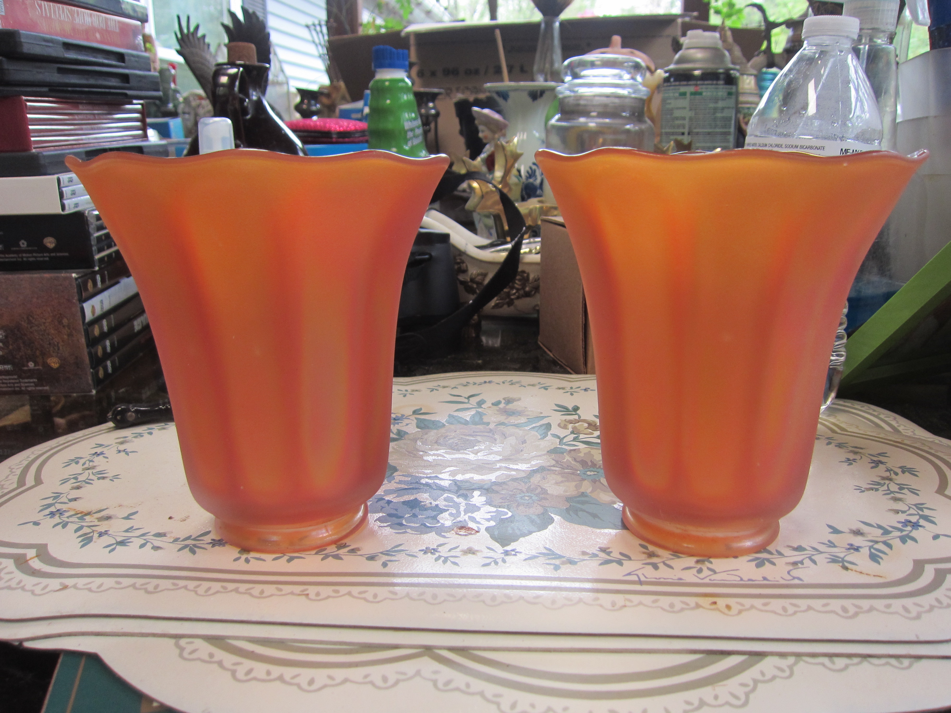 Nuart Fluted Glass Shades, Pair