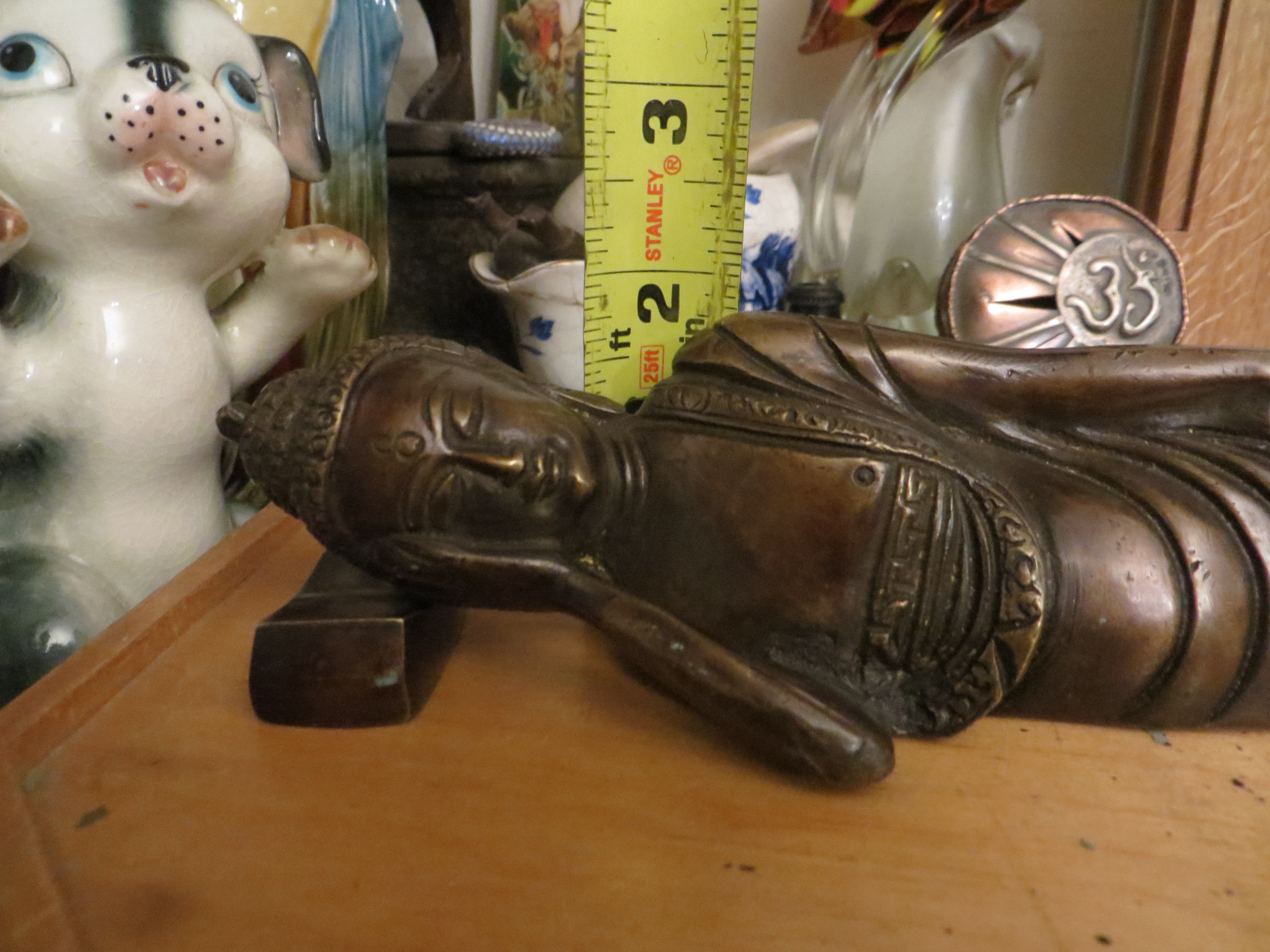 Reclining Buddha, Bronze Brass, Sculpture Figurine,