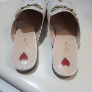 Gucci Princetown Horsebit Stars Bee Embroidered White Leather 39 Loafers