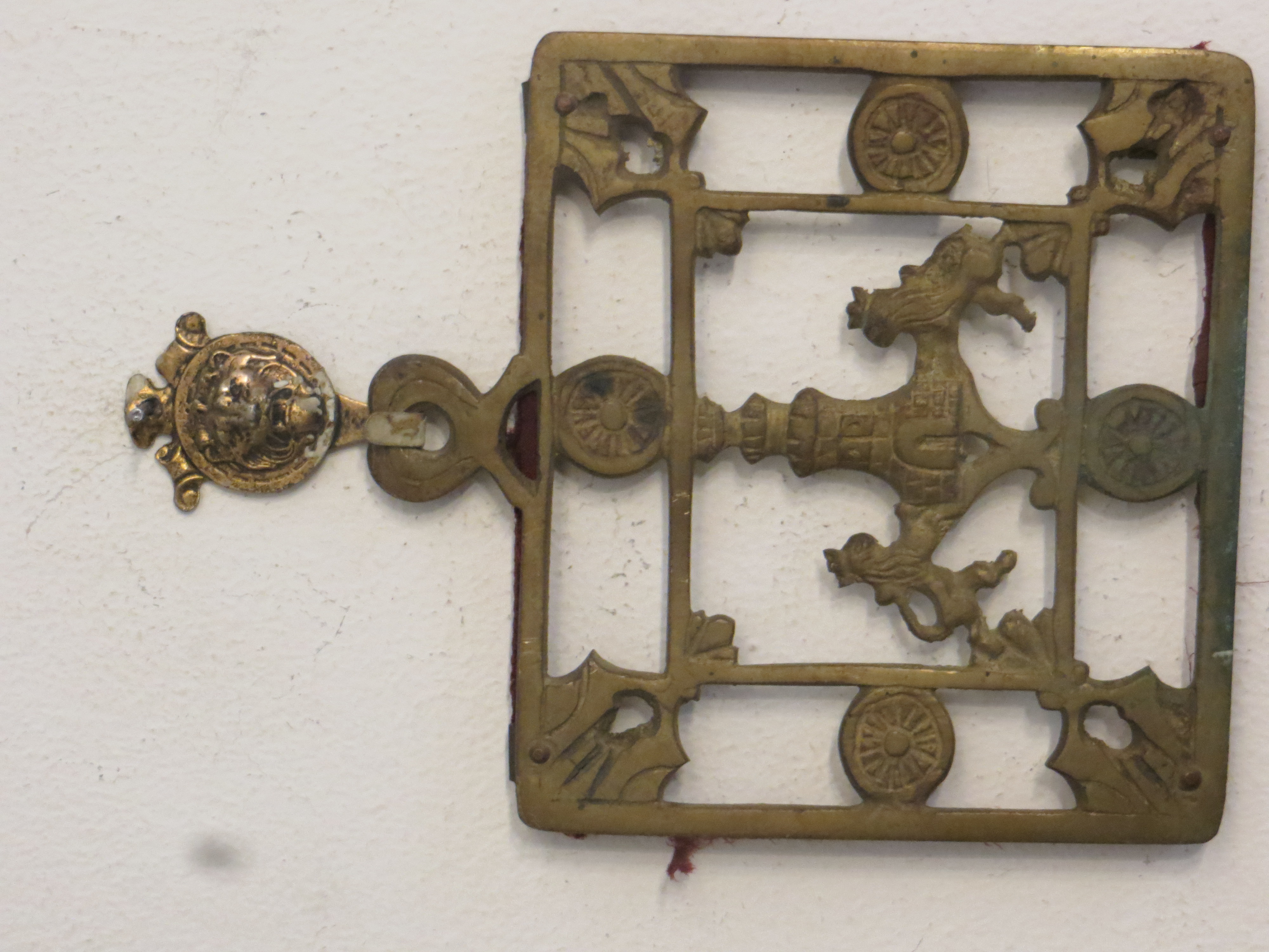 Antique Bronze and Iron Coat Of Arms Wall Plaque