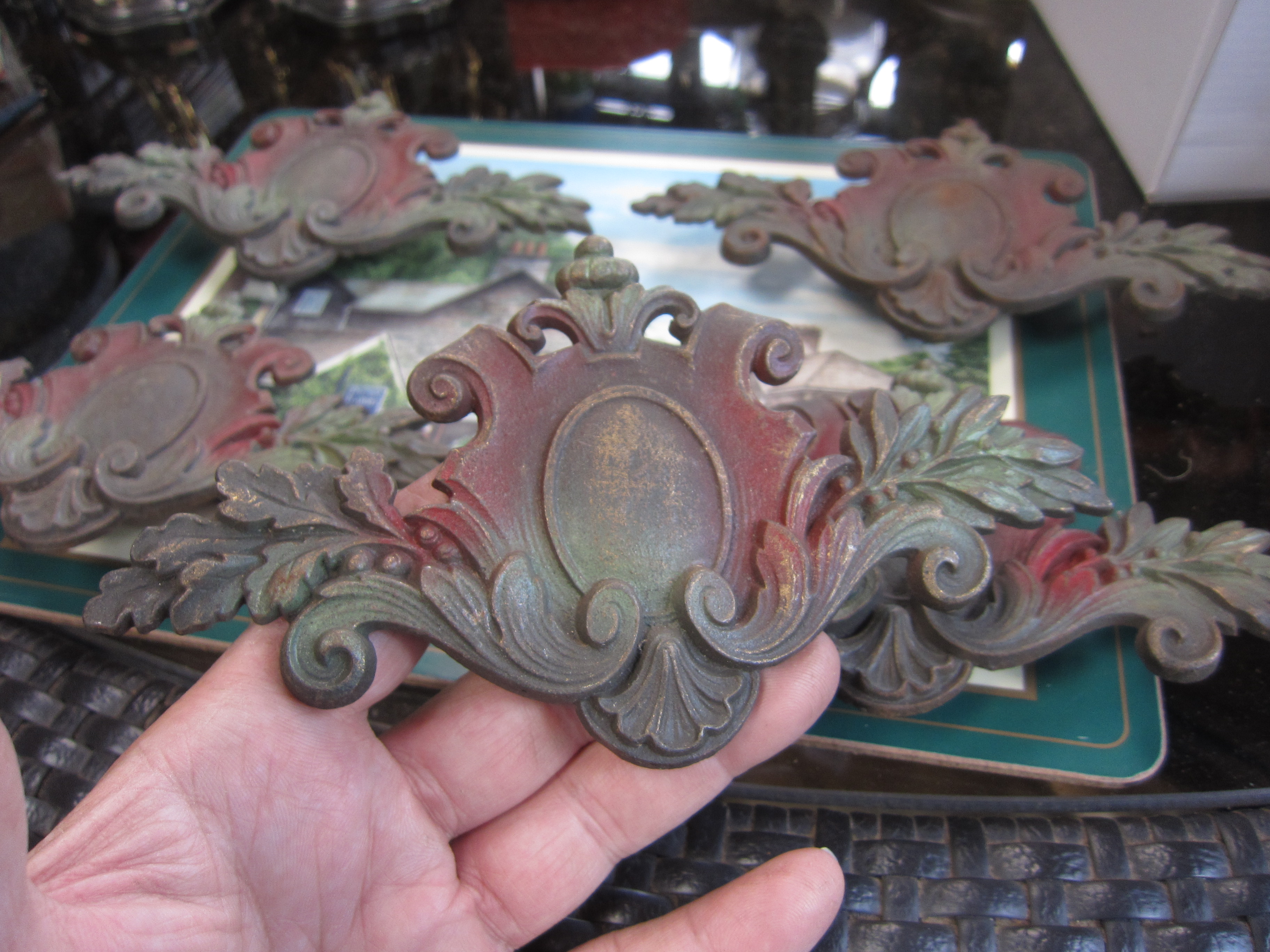 Antique Judd Polychrome Curtain/Drapery Rod Hardware