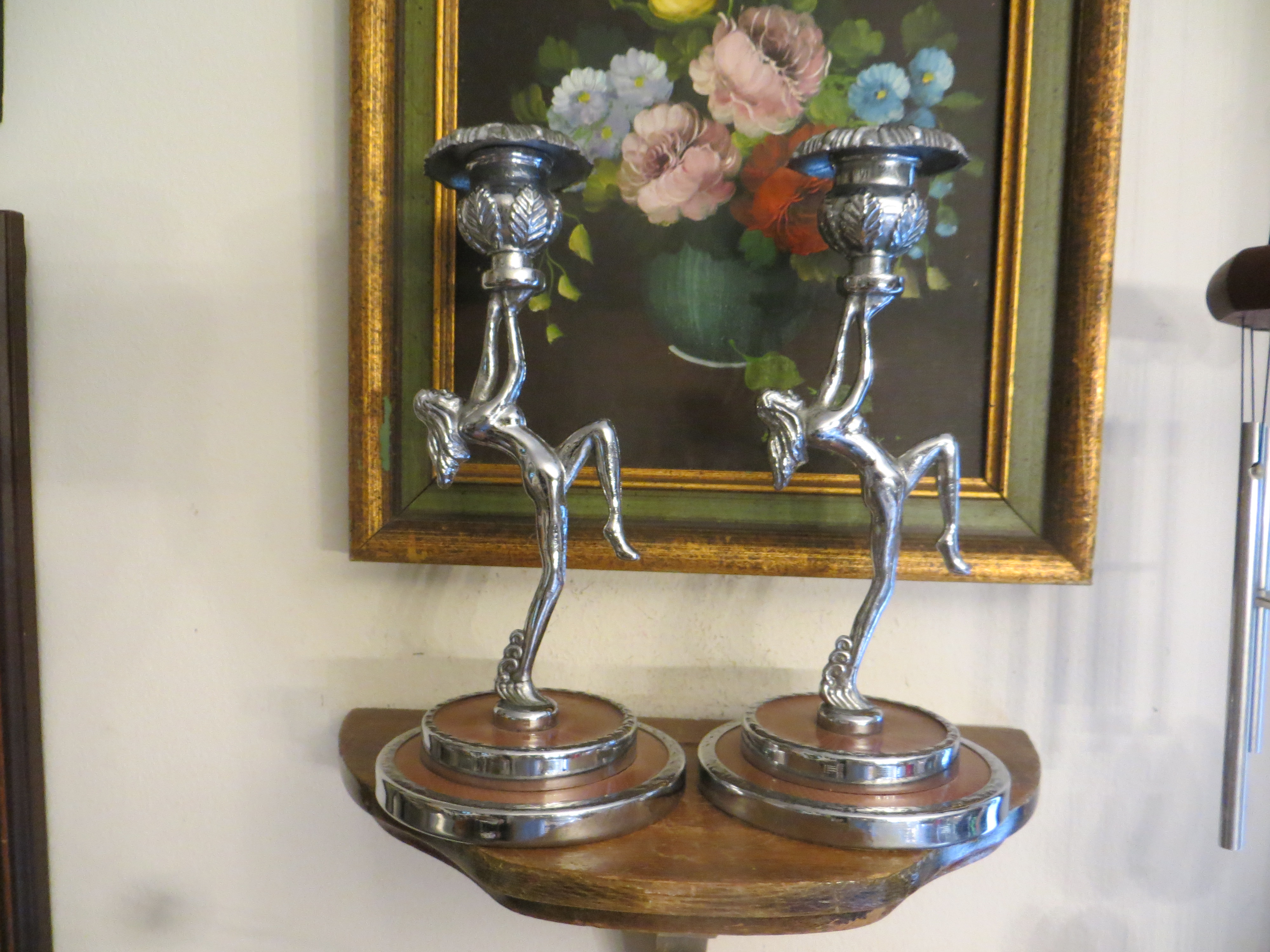 Antique 1920s - 1930s Vintage Art Deco Nude Lady Candlestick Candle Holders