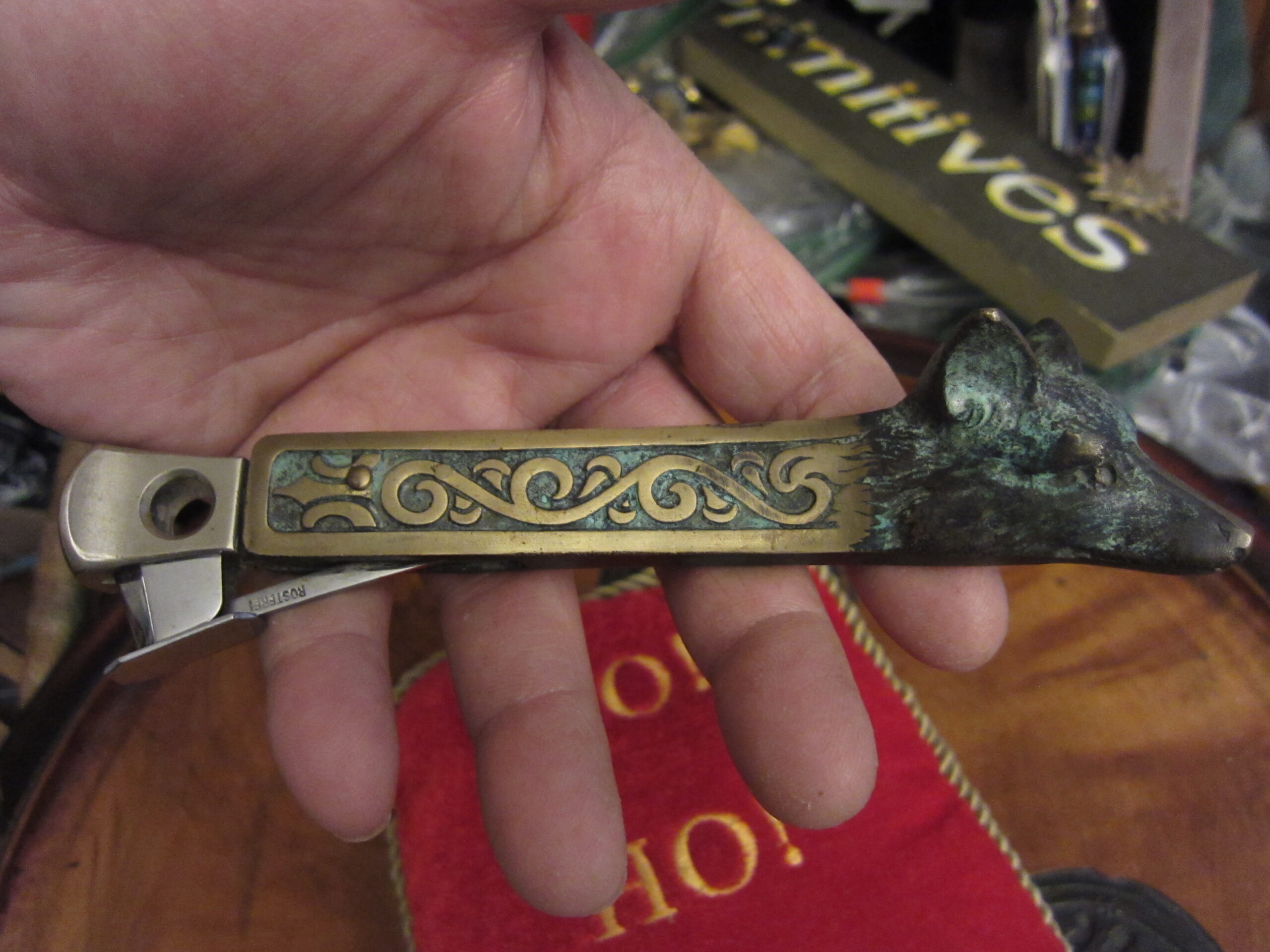 Vintage Donatus Solingen Bronze Wolf Tobacco Cigar Cutter