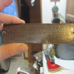 Otis Traction Elevator Company Plaque, Sign, Tag, Vintage