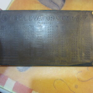 Otis Elevator Company Patent Plaque, Sign, Tag