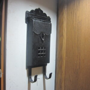 Antique Cast Iron Wall Mount Mailbox, w/ Newspaper Hooks