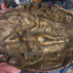 Dresser Decorative Bronze Nude Woman Flowers Art Nouveau,