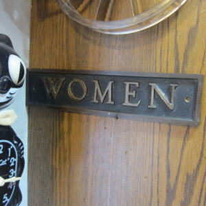 Vintage Women Restroom Toilet Powder Room Sign Solid Bronze Brass