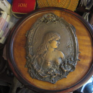 Antique Cast Iron Art Nouveau Wall Plaque