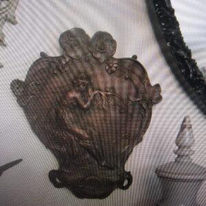 Vintage Antique Cast Iron Art Nouveau Wall Plaque Bronze Patina Stunning!