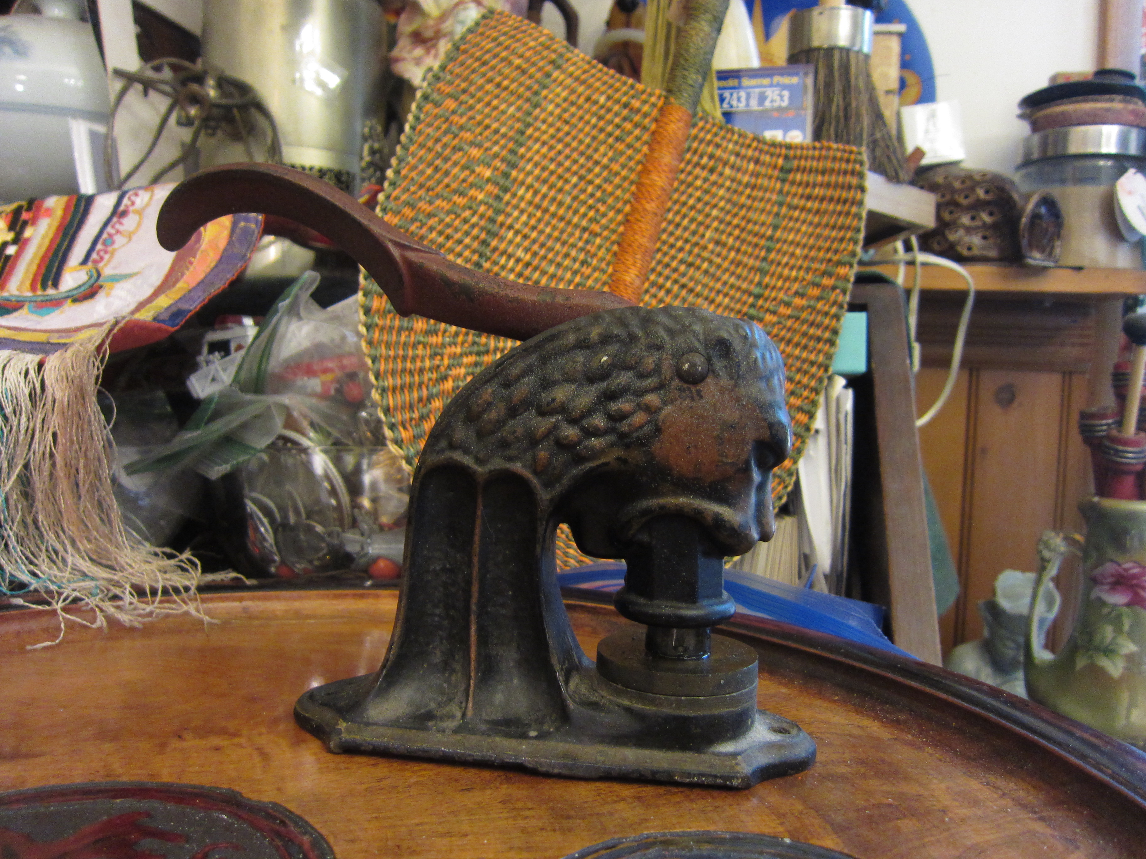 Antique 1890 Rare Lion Head Company Seal Embosser Press Cast Iron