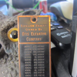 Early 20th Century Salvaged Otis Elevator Machine Plaque, Vintage Tag