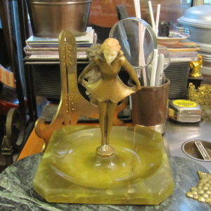 Art Deco Sculpture On Green Onyx Base