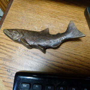 Solid Bronze Salmon/Trout Sculpture – Signed, MCM, Nautical Cape Cod Art,
